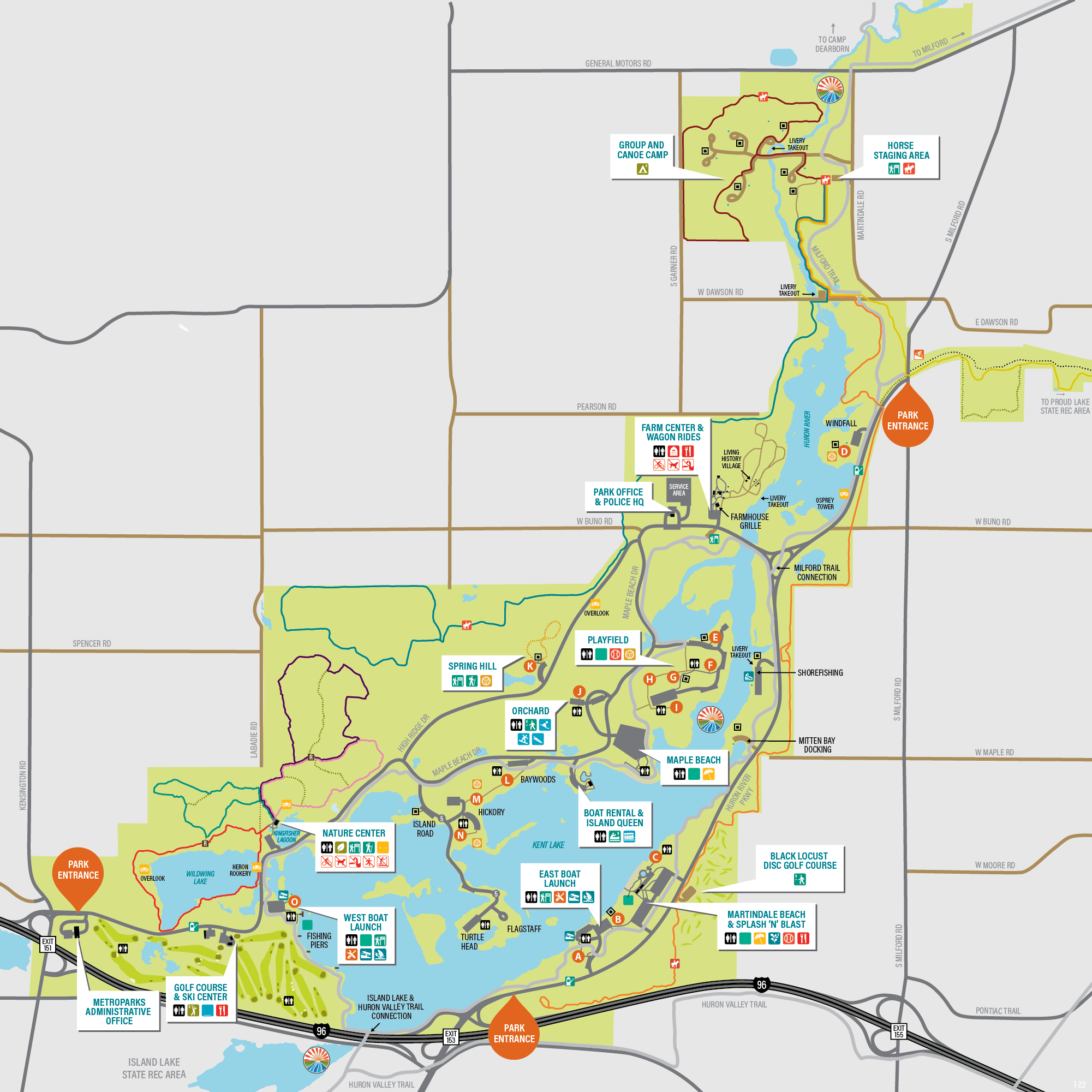 Kent Lake Fishing Map Kensington – Huron-Clinton Metroparks