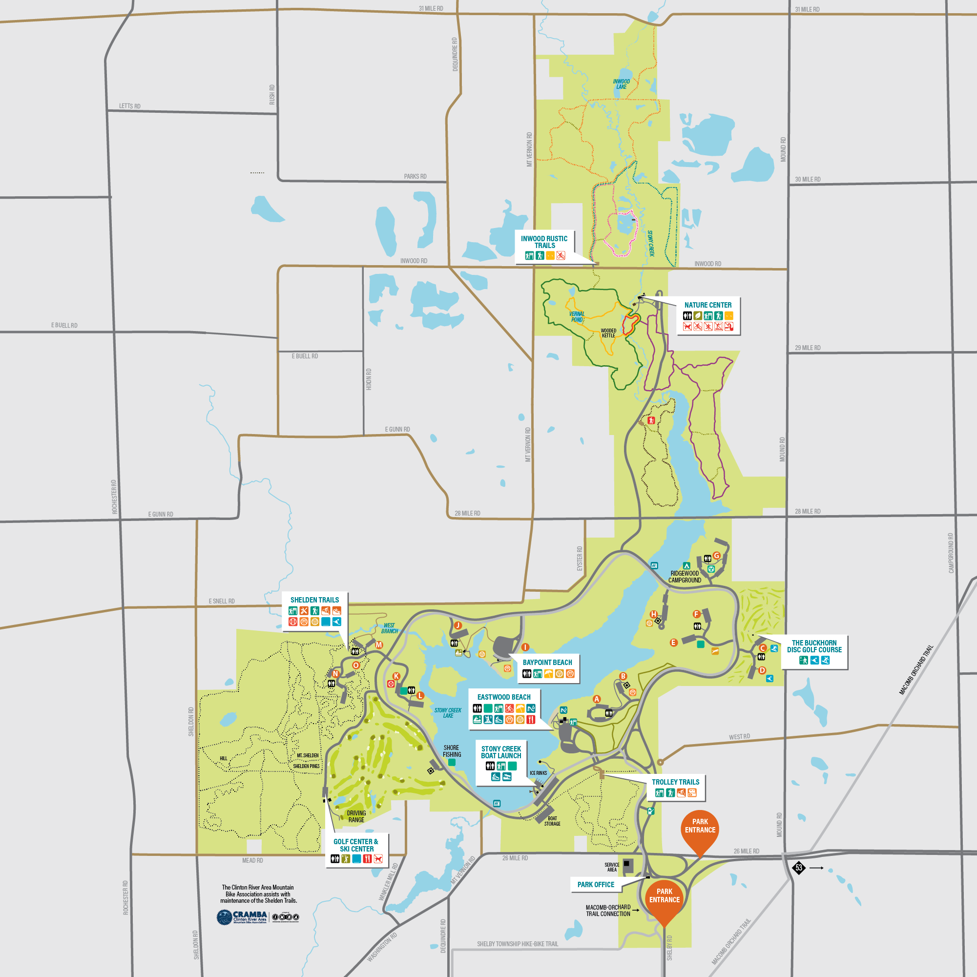 Stony Creek Metropark Map Stony Creek Metropark – Huron-Clinton Metroparks