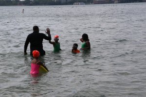 Kids learning to swim at Belle Isle Beach